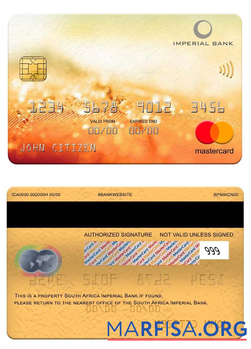 Downloadable South Africa Imperial Bank mastercard download for verification